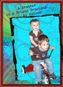 Jacob and Jackson on Jacob's "bike"